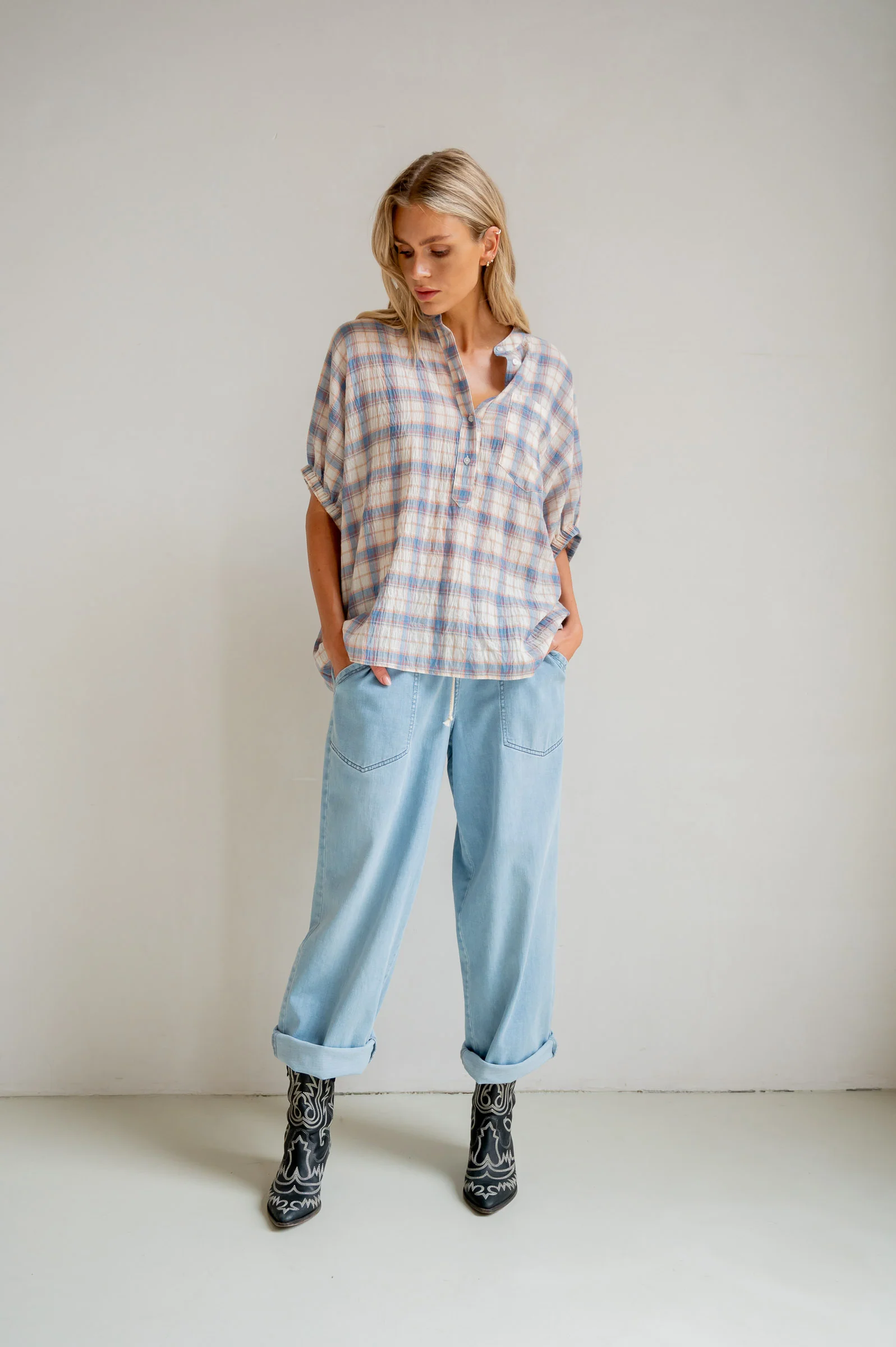BLOUSE (S26F1822) BLUE CHECK - Image 5