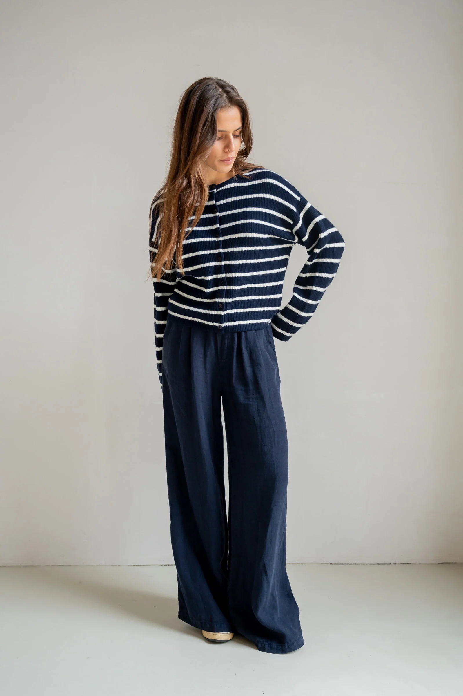 CARDIGAN STRIPE (S26B390) NAVY - ECRU - Image 5
