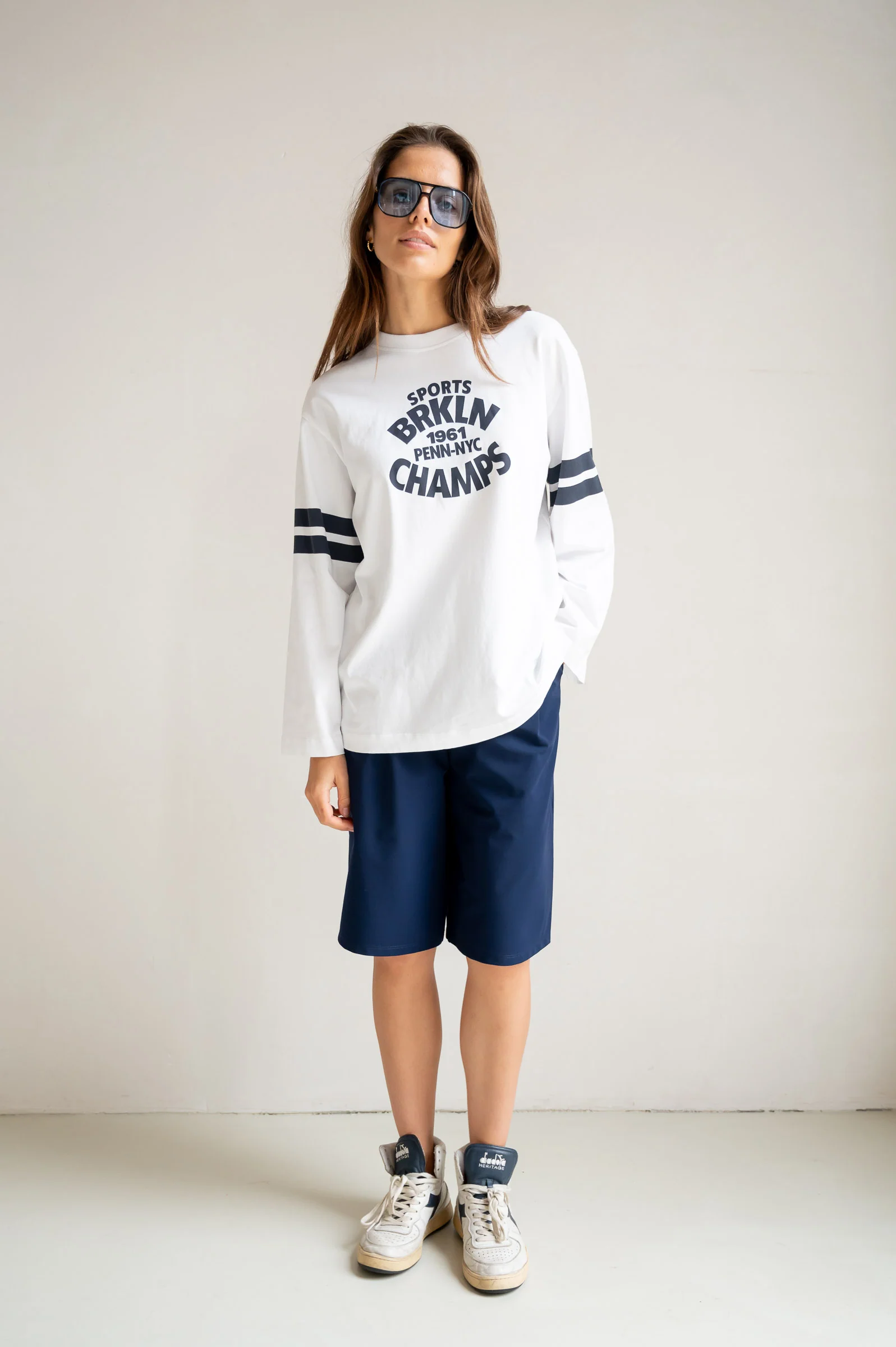 LONGSLEEVE PRINT (S26F1807) WHITE - NAVY - Image 4
