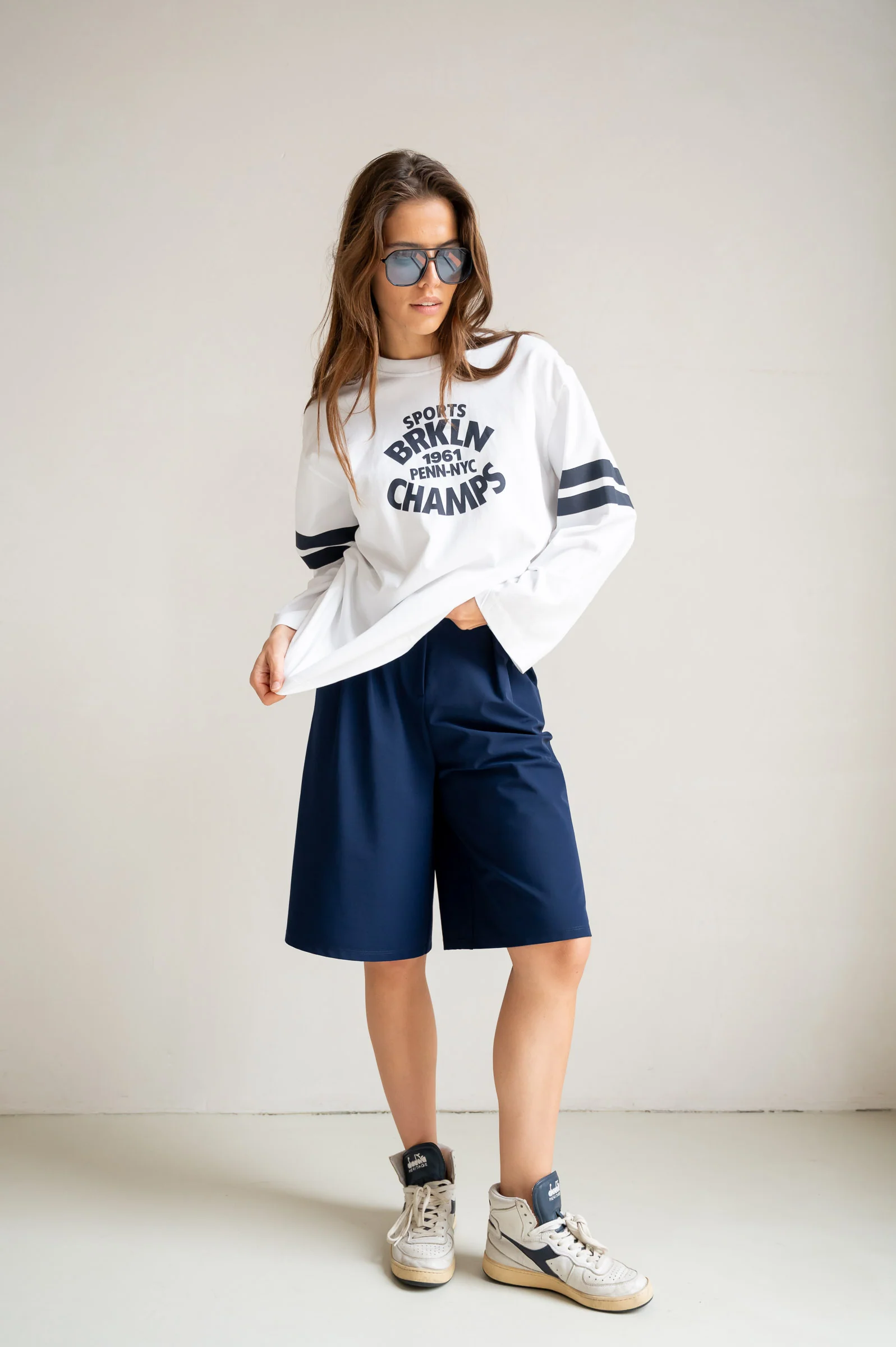 LONGSLEEVE PRINT (S26F1807) WHITE - NAVY - Image 5