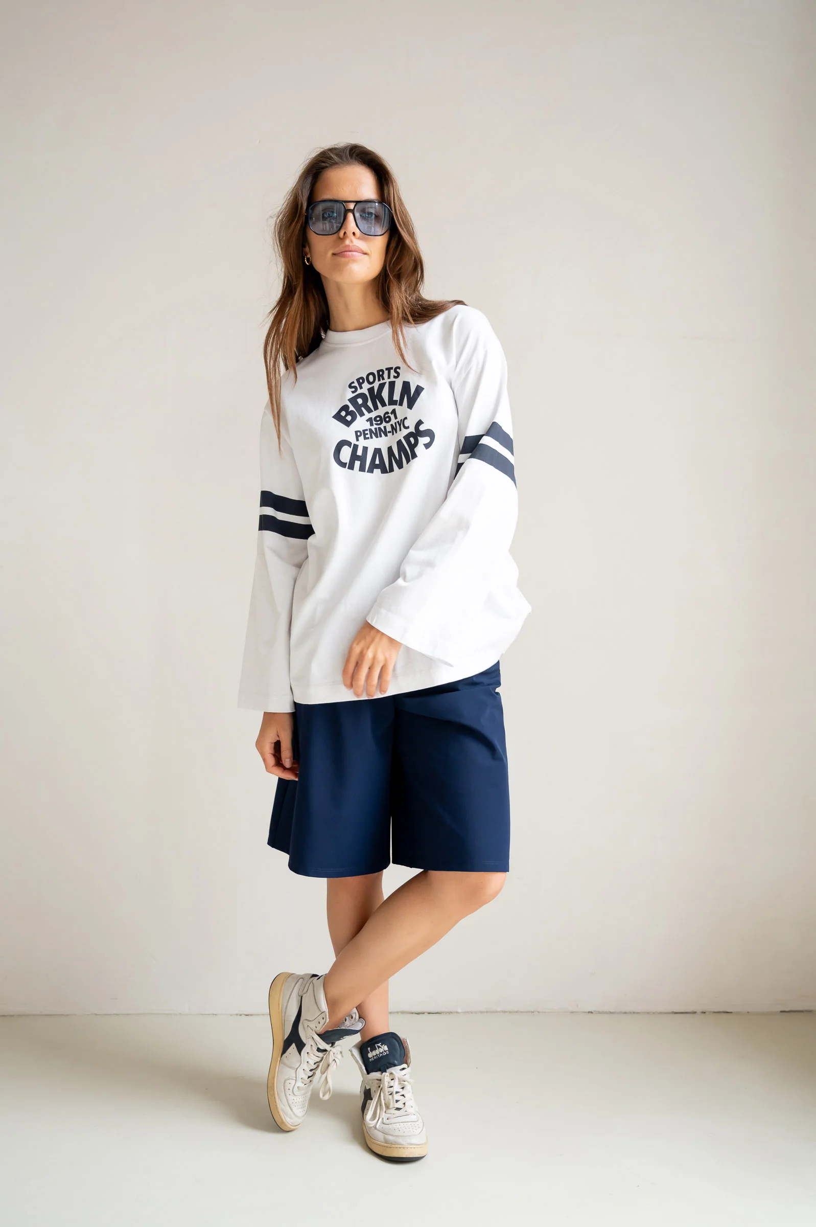 LONGSLEEVE PRINT (S26F1807) WHITE - NAVY - Image 6