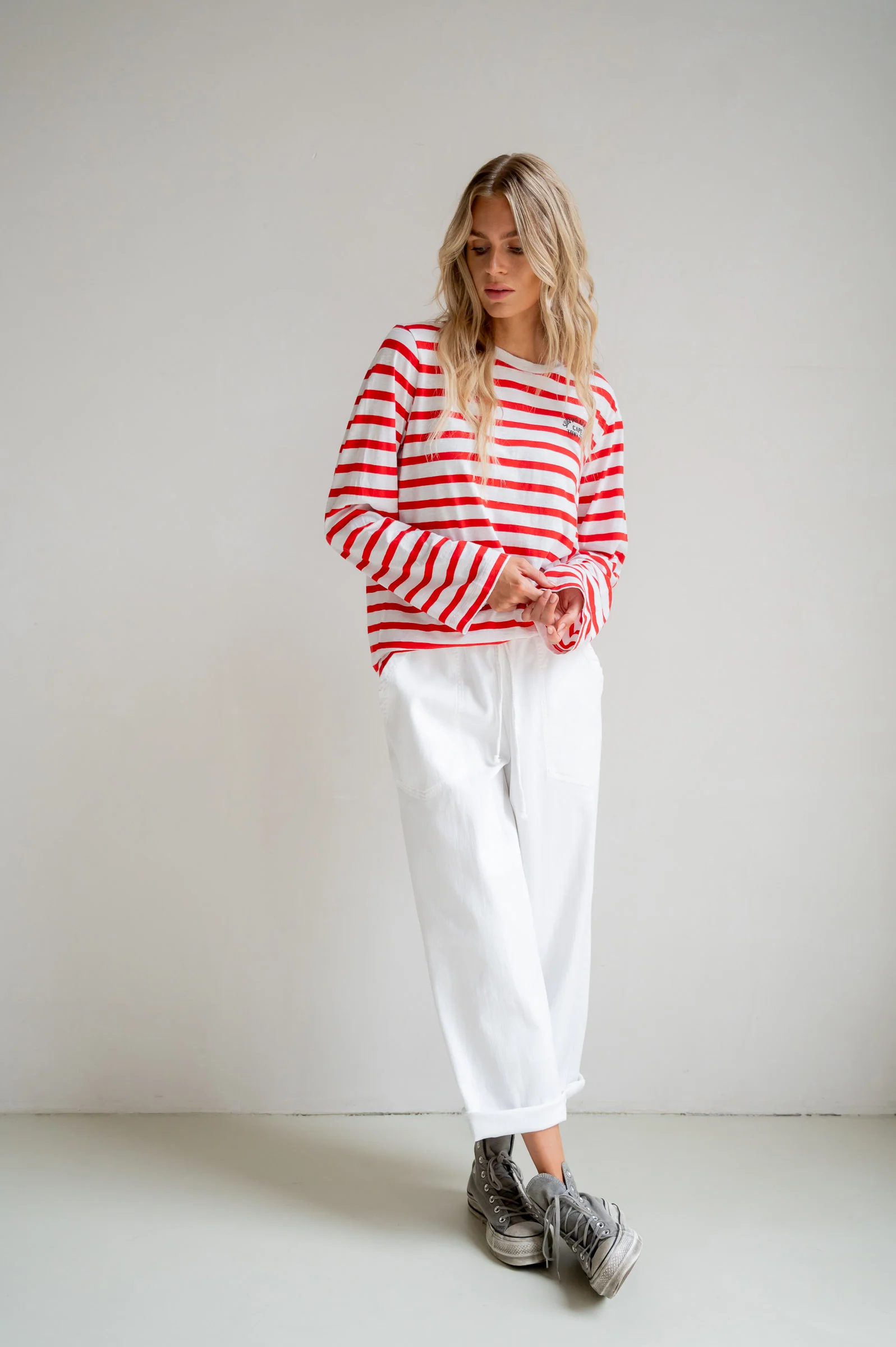 LONGSLEEVE STRIPE PRINT (S26F1803) WHITE - TOMATO - Image 6