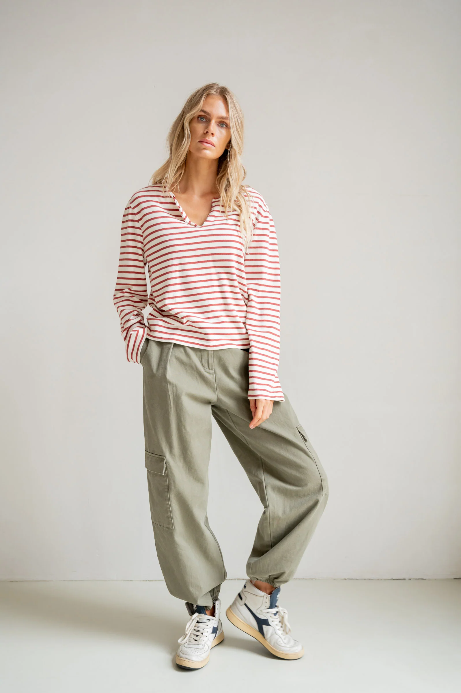 LONGSLEEVE STRIPE (S26F1806) ECRU - BURGUNDY