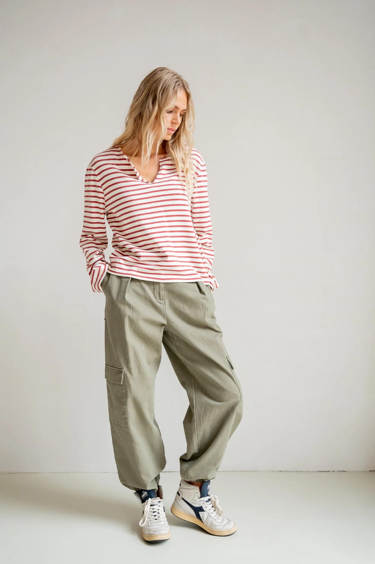 LONGSLEEVE STRIPE (S26F1806) ECRU - BURGUNDY - Image 4