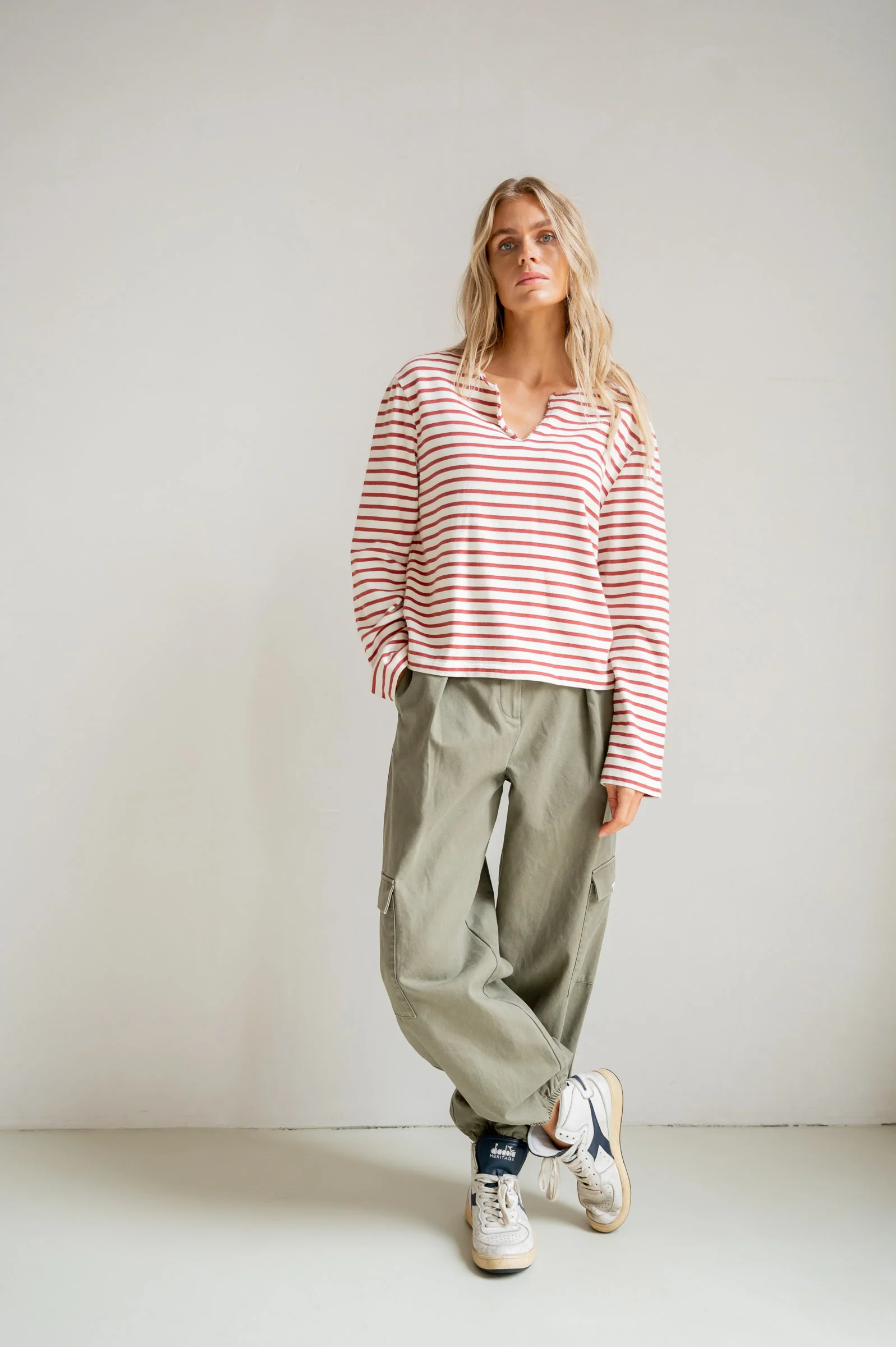 LONGSLEEVE STRIPE (S26F1806) ECRU - BURGUNDY - Image 5